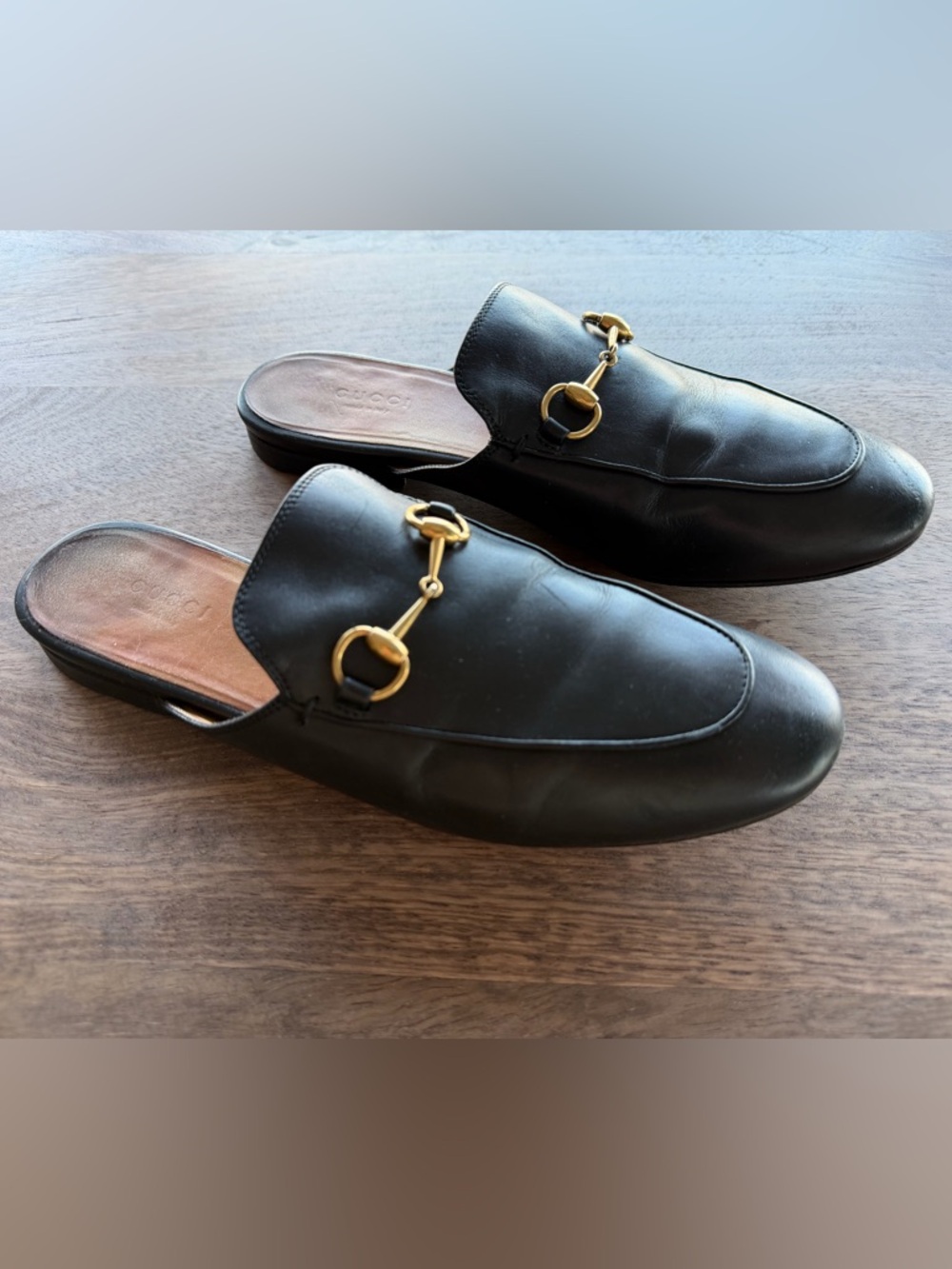 Gucci Black Leather Horsebit Princeton Mule Loafers 38